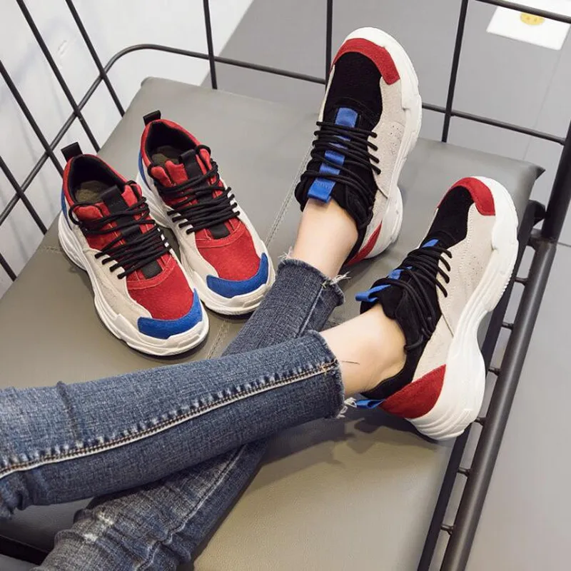 Кроссовки женские из натуральной кожи толстая подошва повседневная обувь