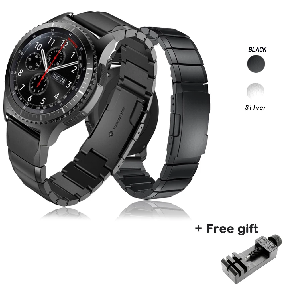 22 мм 20 ремешок для часов Samsung Galaxy Watch 42 46 Amazfit Bip Pace Motor 360 из нержавеющей стали Gear S3 S2