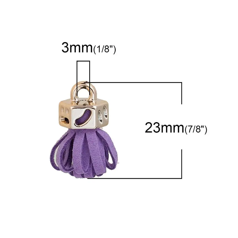DoreenBeads бархатная светло-голубая кисточка золотые швейные принадлежности для одежды, около 25 мм(") х 11 мм(3/8"), 10 шт - Цвет: Purple
