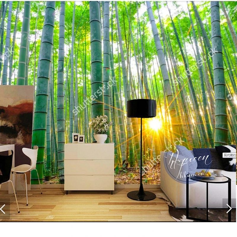 Обои на заказ с изображением природного ландшафта бамбуковый лес солнечным