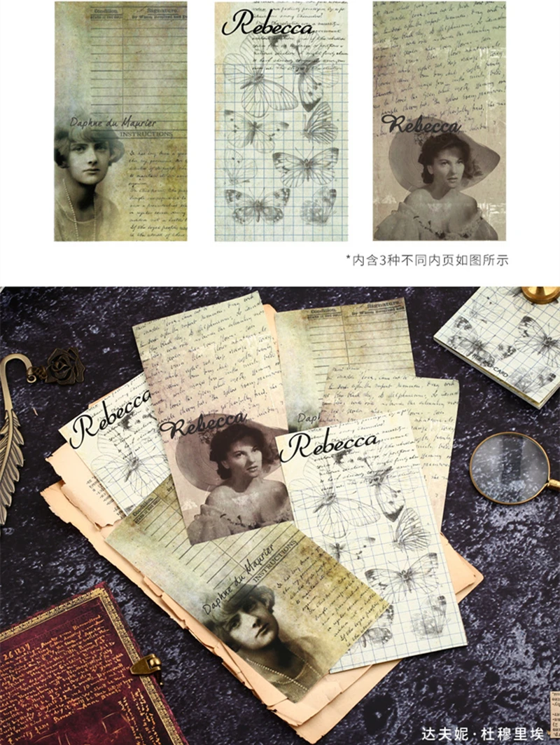 Mo.Card Vintage manuscript Notepad memo pad paper message note Wholesale