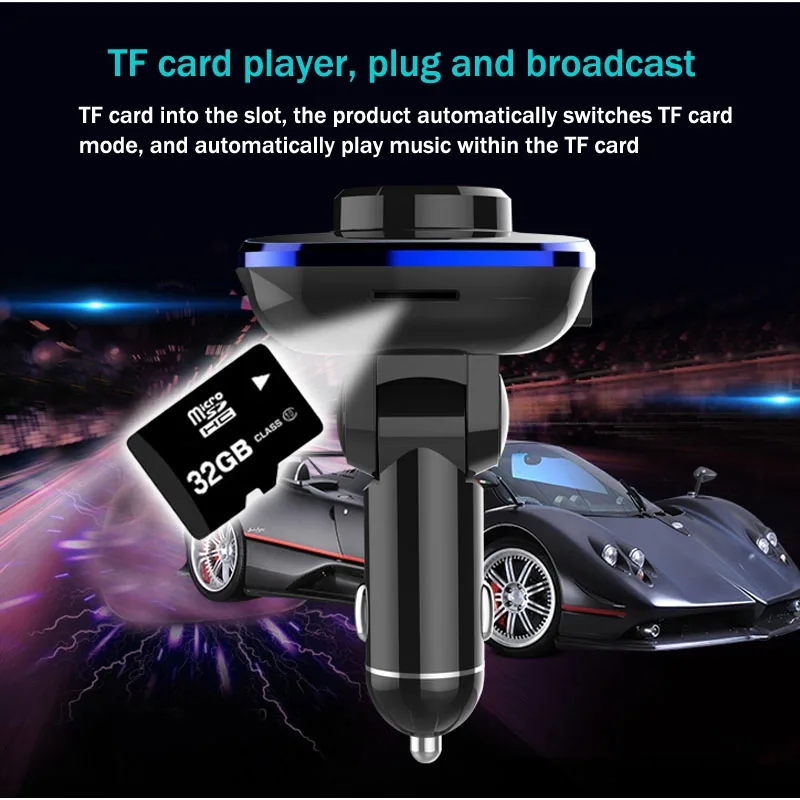 Jajabor Bluetooth Автомобильный fm-передатчик Bluetooth автомобильный комплект громкой связи AUX 3,5 мм аудио плеер двойной USB зарядное устройство большой экран дисплей