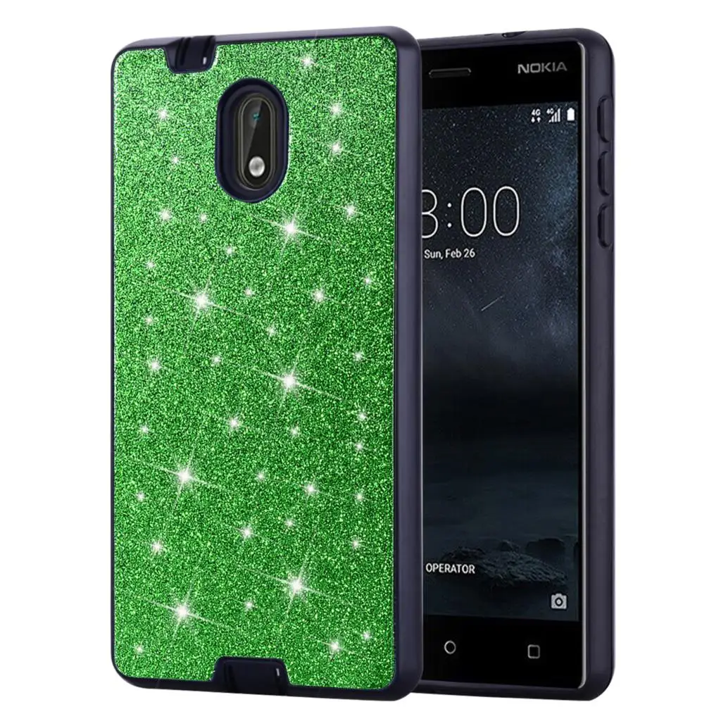 Шикарный чехол с вырезами Fundas Shining 2 в 1 для Nokia 3 5 6 8 2017 блестками задняя крышка