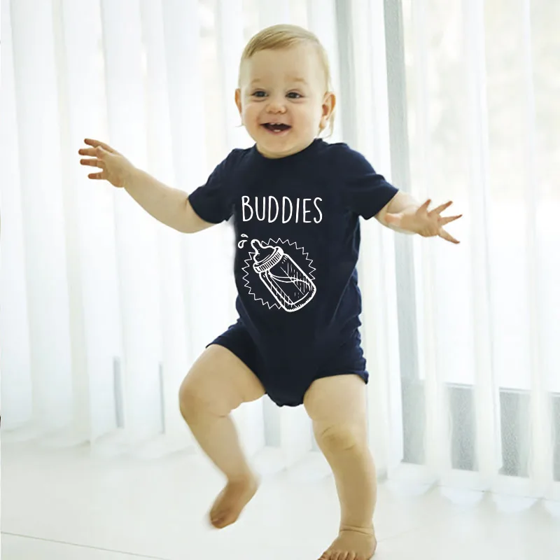 Детский летний комбинезон с коротким рукавом надписью | Детская одежда и обувь