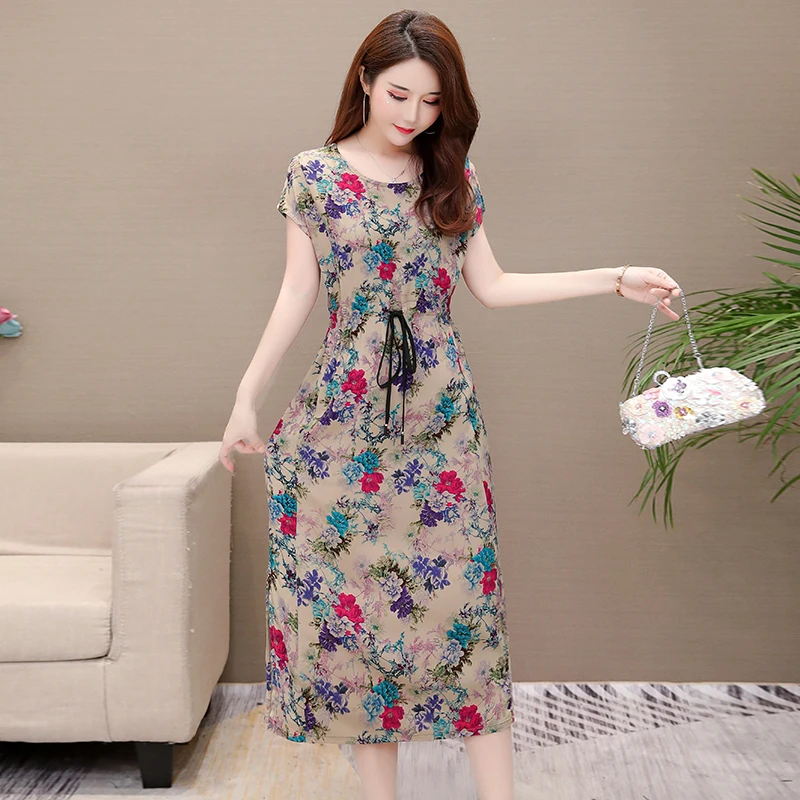 Женское платье с принтом стильное летнее размера плюс цветочным модель K4485 2019 |