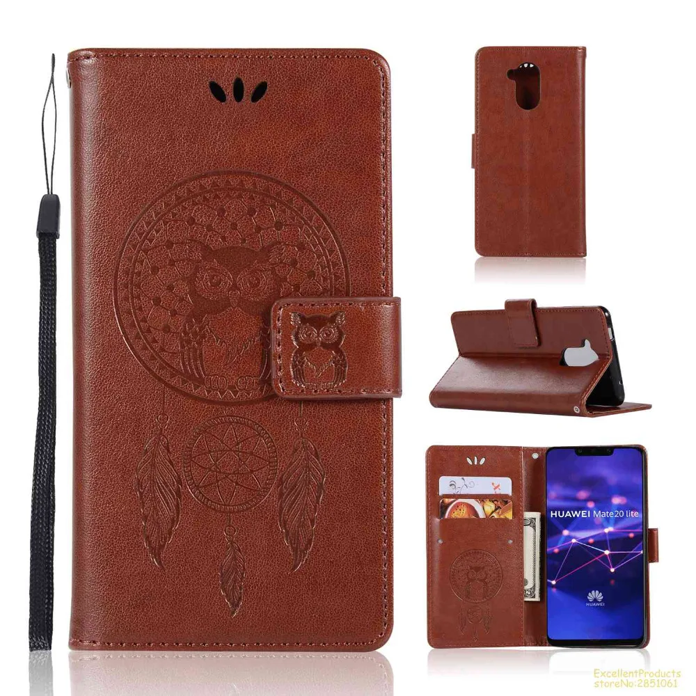 Vintage Retro owl Pattern Flip Stand PU Leather Cell Phone Wallet Case Cover for Huawei Mate 20 Lite Pro phone cases | Мобильные