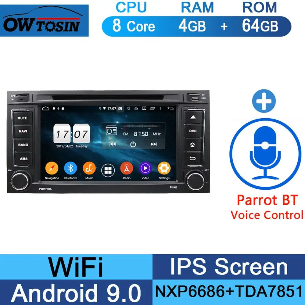 64G Parrot BT " ips 8Core 4G+ 64G Android 9,0 автомобильный dvd-плеер для Фольксваген туарег Т5 мультиван транспортер gps Радио DSP попугай BT CarPlay - Цвет: 64G Parrot BT