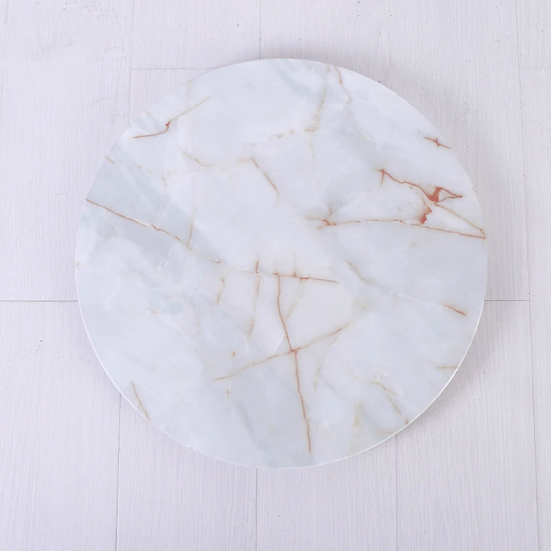 

Imitation Marble Solid Wood Small Tea Table, Creative Small Round Table, Simple Living Room Sofa Table