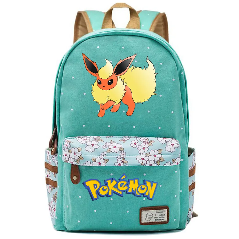 Eevee Espeon Flareon Glaceon Jolteon школьная сумка в горошек для мальчиков и девочек, женская сумка, школьная сумка для подростков, Холщовый женский рюкзак