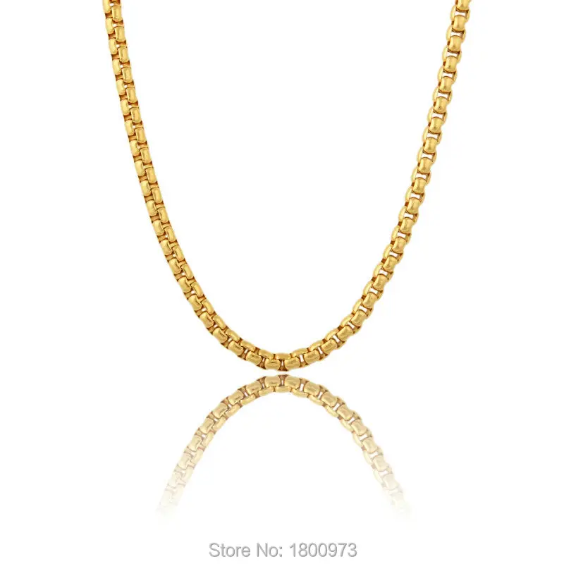 4 мм желтое золотое ожерелье с цепочкой для женщин и мужчин мальчиков девочек