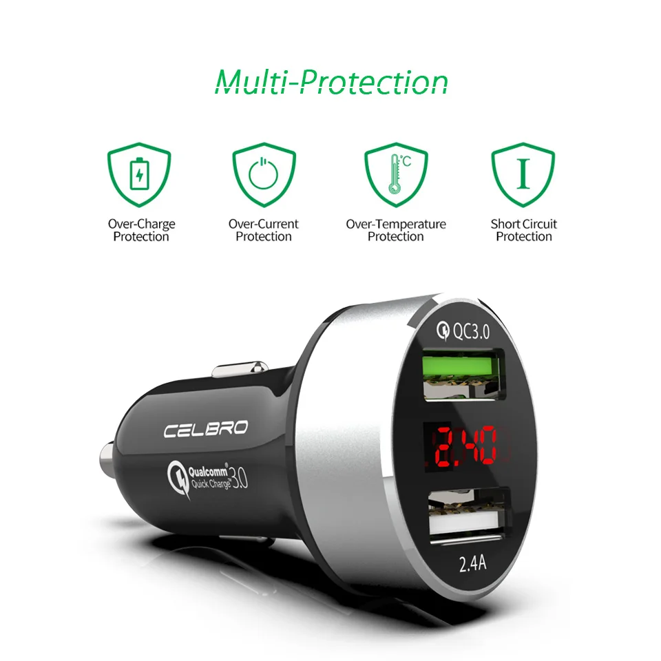 QC 3 0 быстрое автомобильное зарядное устройство Quick Charge светодиодный дисплей для