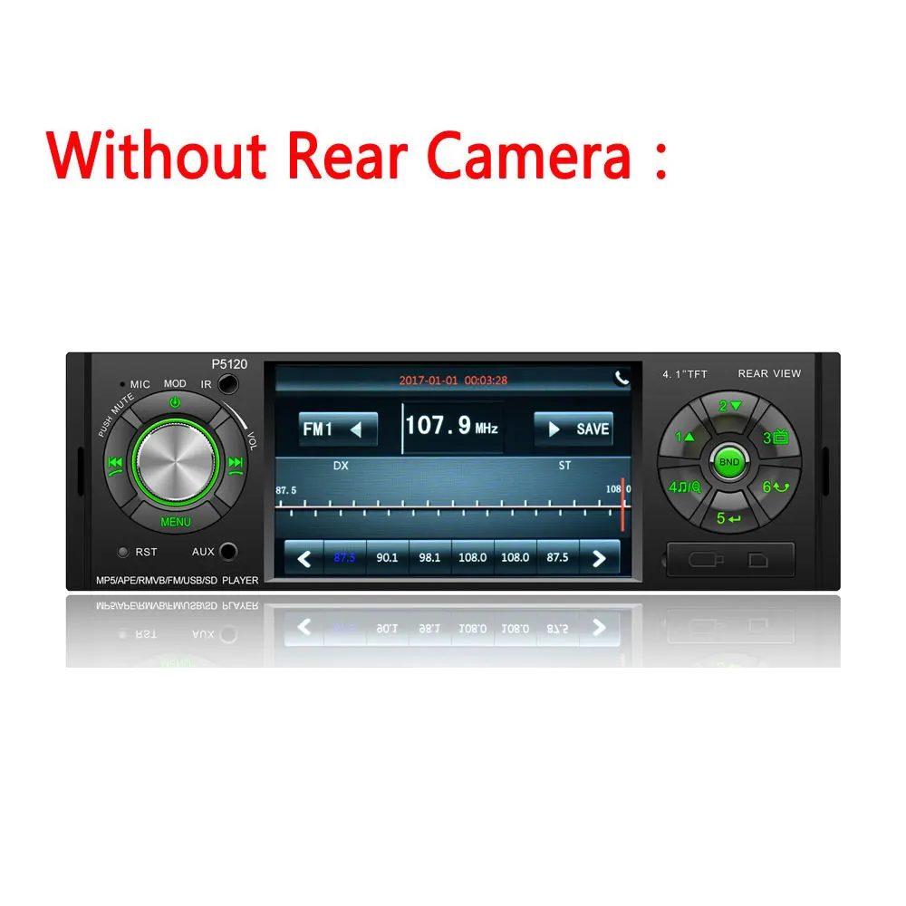 Without Rear Camera Автомагнитола AMPrime 4,1 '', MP3 MP5 плеер, Bluetooth, 1 din, Авторадио, стерео, USB, FM, монитор резервного копирования, мультимедийный плеер, аудио стерео - Цвет: Without Rear Camera
