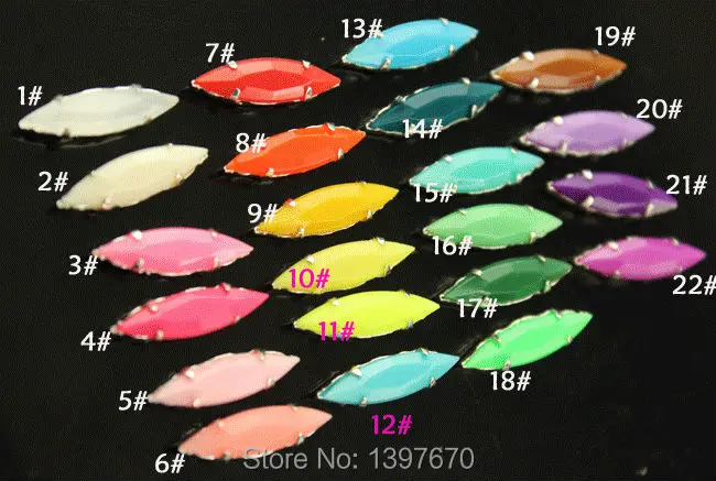 

20pcs 4x15mm navette Candy color acrylic sew on stones with silver claw setting sew on buttons with holes diy dress shoes
