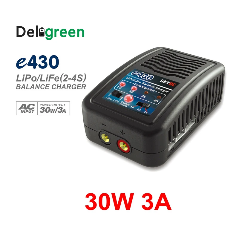

SkyRC e430 Charger 2-4 cells 1A/ 2A/ 3A 200mA Lipo LiFe Charger 100-240v AC Balance Charger 30W