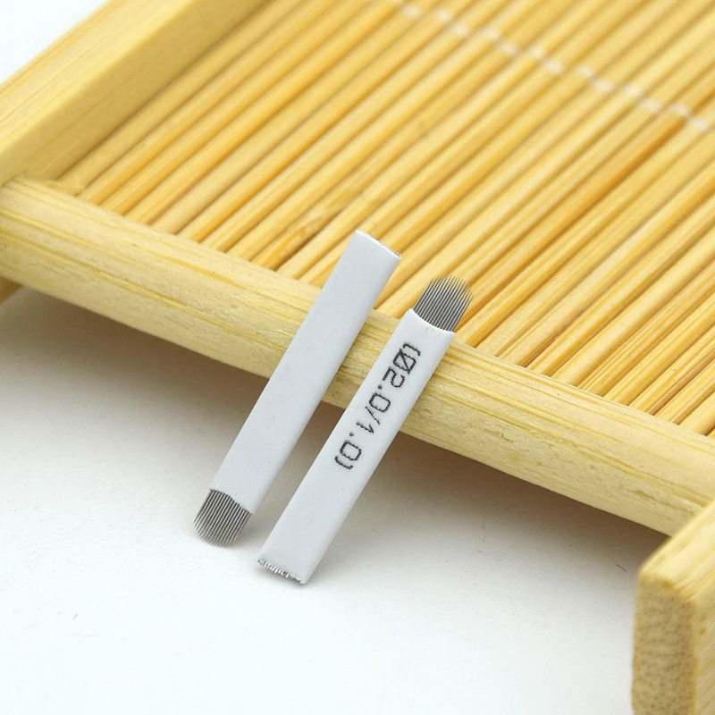 

100 шт # 12U форма микроблейдинг иглы для вышивки ручная ручка для микроблейдинга Перманентный макияж бровей тату принадлежности