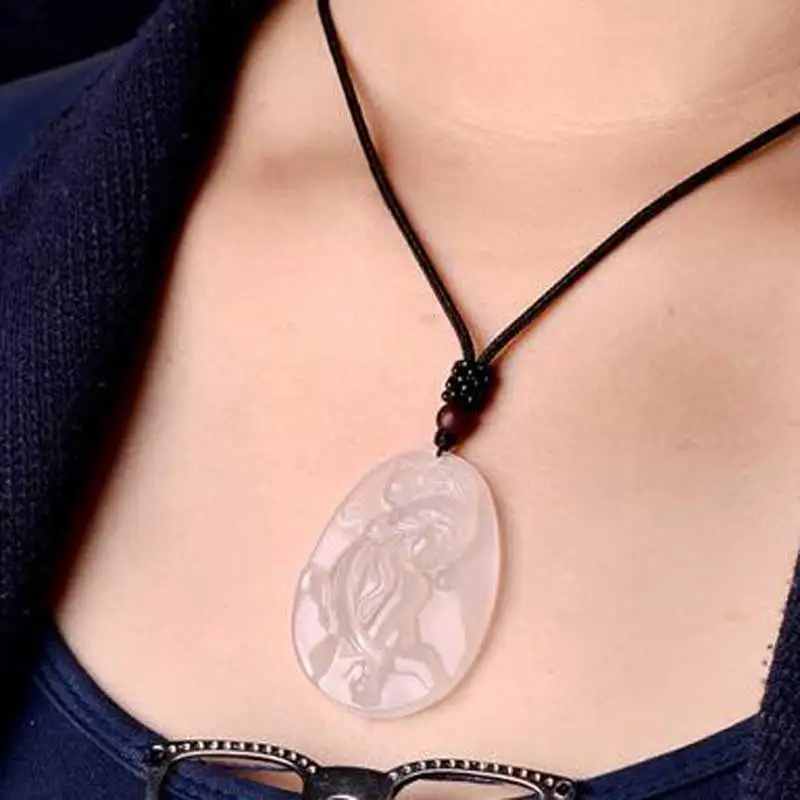 Kyszdl красивый натуральный белый халцедон резные Красота кулон Для женщин Мода