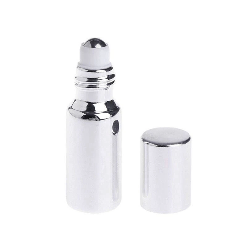 Sliver 5ml Флаконы для эфирного масла 5 мл/10 мл роликовый ролик из нержавеющей стали массажер крем для глаз парфюм многоразового использования пустая бутылка контейнер - Цвет: Sliver 5ml