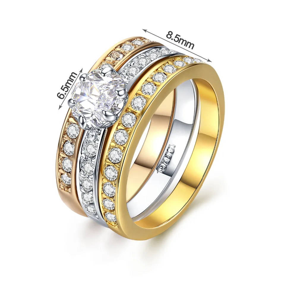 Pinannie Valentine's Day Gift Engagement Rings for Women Wedding Jewelry Anillos 3 Gold Colors Anel | Украшения и аксессуары