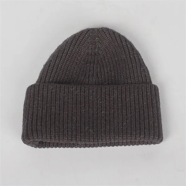 ROSELUOSI осень-зима Skullies Шапки для Для женщин Для мужчин Повседневное сочетание яркого шелка шапочки вязаная шапка Кепки капот роковой - Цвет: Темно-серый