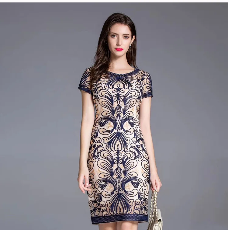 Платье размера XXXXL Vestidos летнее модное коктейльное вечернее женское платье с круглым вырезом и аппликацией с вышивкой облегающее платье-футляр розового цвета