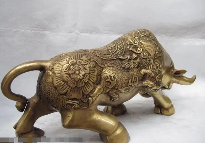 Китайский фольклорный медный Бронзовый Fengshui цветок лотоса Kylin Kilin Крупный