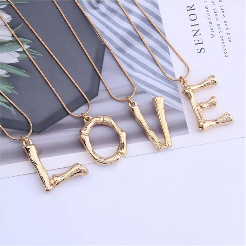 Хит Бамбуковая подвеска в английском стиле с 26 буквами металлическое ожерелье