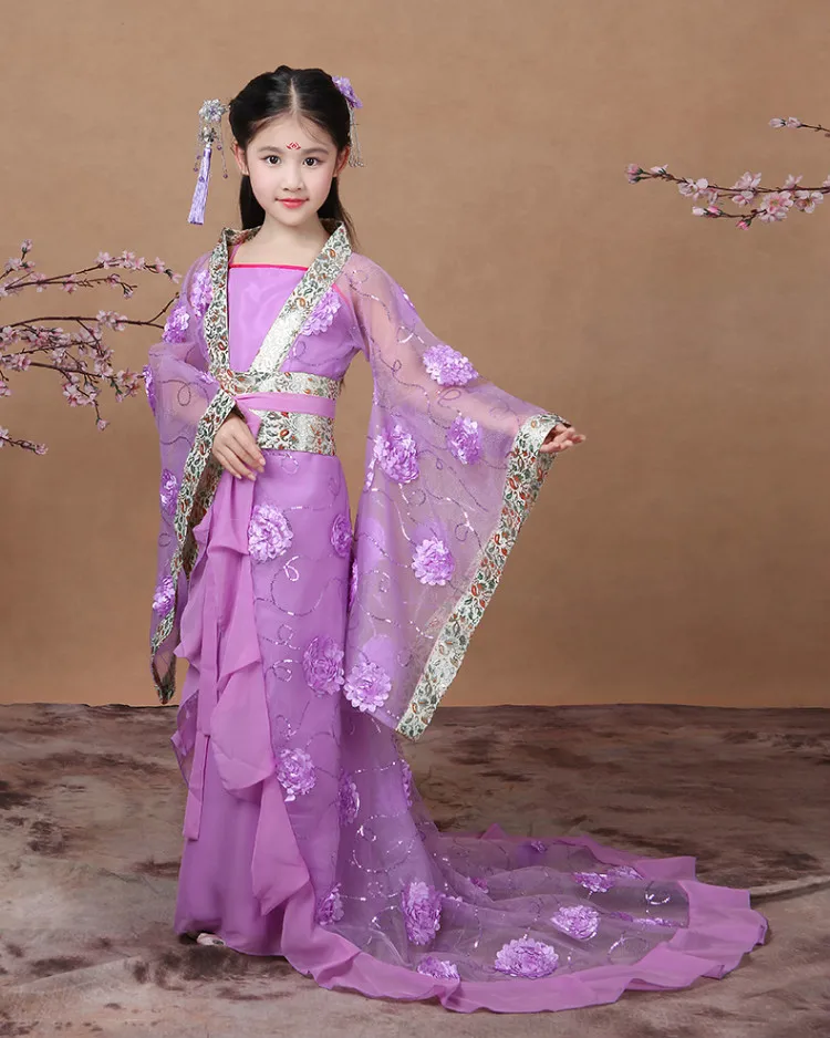Новая розовая Китайская традиционная одежда hanfu для девочек, праздничные платья для костюмированной вечеринки, костюмы династии Тан для девочек