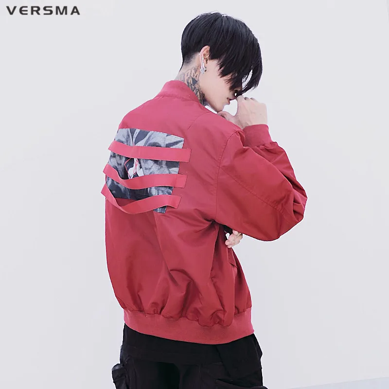 VERSMA хип-хоп Уличная ветровка Для мужчин панк куртка пилота пальто в Корейском