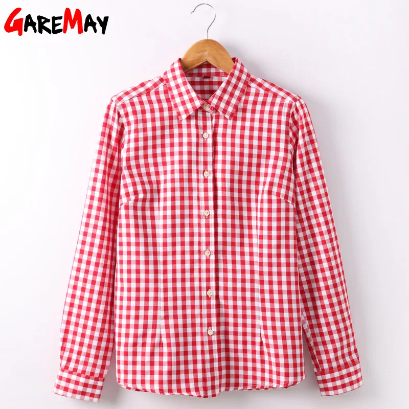 Garemay Women Shirts Feminine Blouses Cotton Plaid Shirt Long Sleeve Womens Tops And Spring 2020 Clothes Chemise | Женская одежда