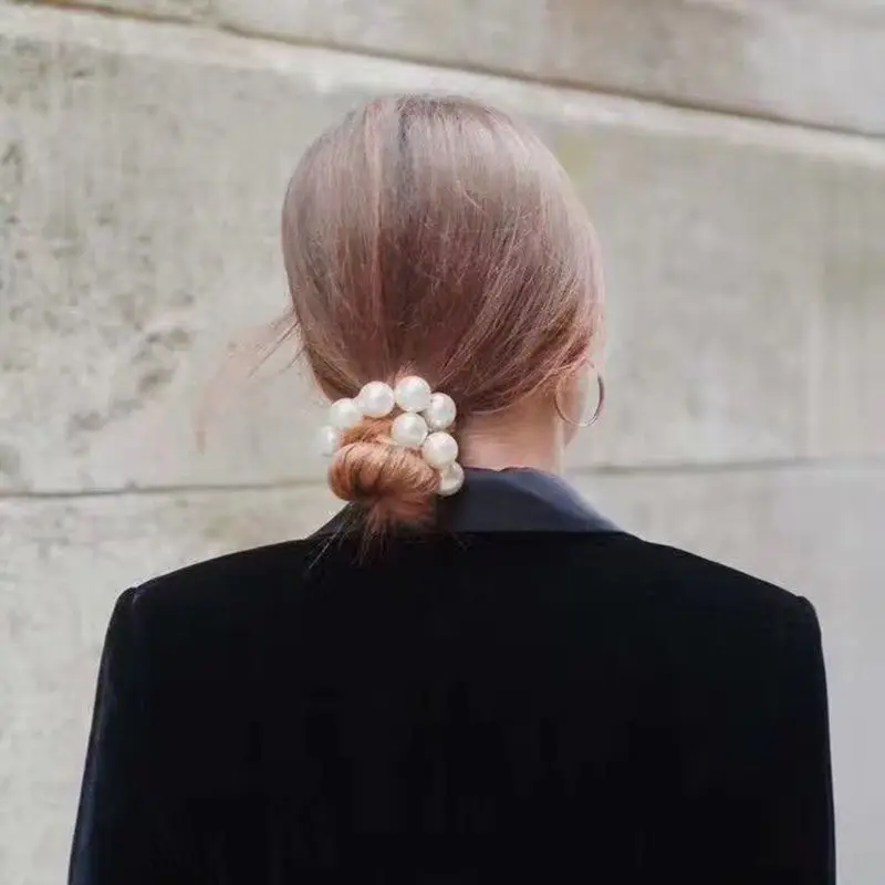 Женская резинка для волос с имитацией жемчуга металлическая подвеска эластичный