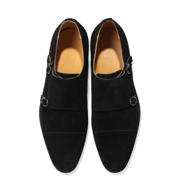 Итальянская мужская обувь ручной работы из натуральной замши черные/коричневые