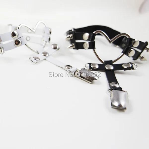 Sexy Punk Gothic Real Leather Garter Harness Large Big Heart Belt Double Studded Cross Leg Ring Loop | Женская одежда