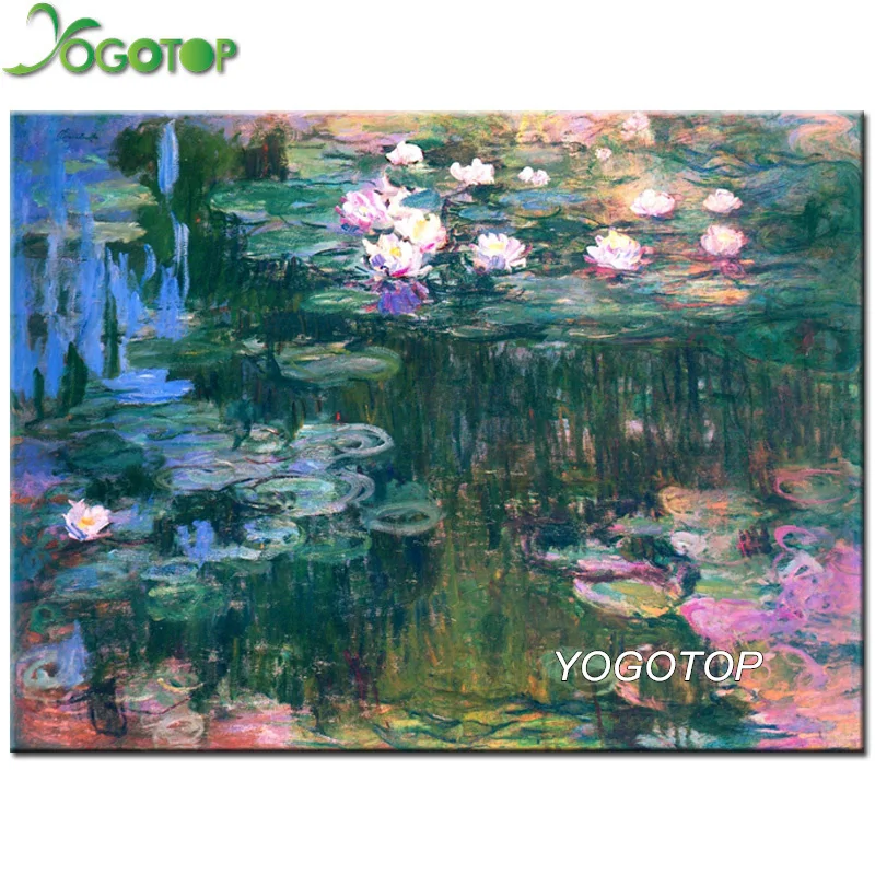 Картина ВОДНЫЕ ЛИЛИИ YOGOTOP Клод Моне 5D алмазная живопись сделай сам полная вышивка