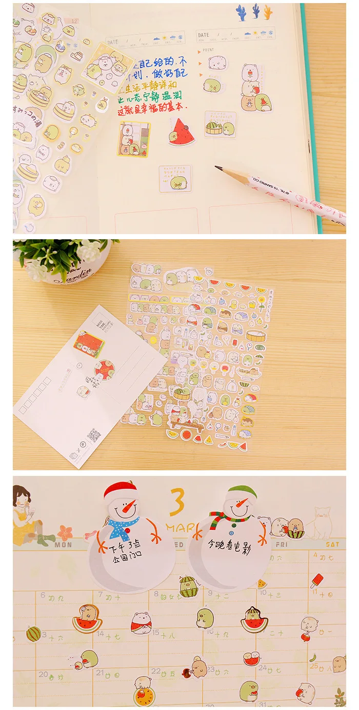 Бумажные стикеры Sumikko gurashi 48 шт./лот милый медведь пингвин кошка декоративный клей