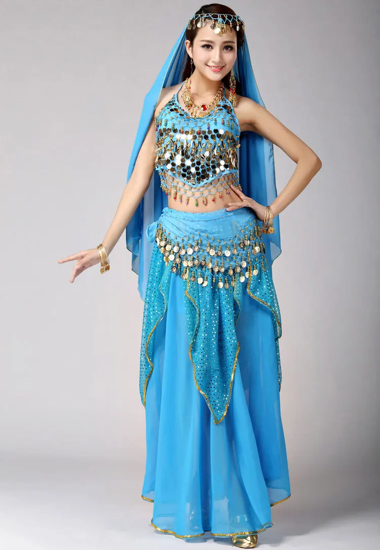 Belly Dance Costume Set Bellydance Performance Gypsy Indian Dress Dancewear Coin Bollywood Costumes | Тематическая одежда и