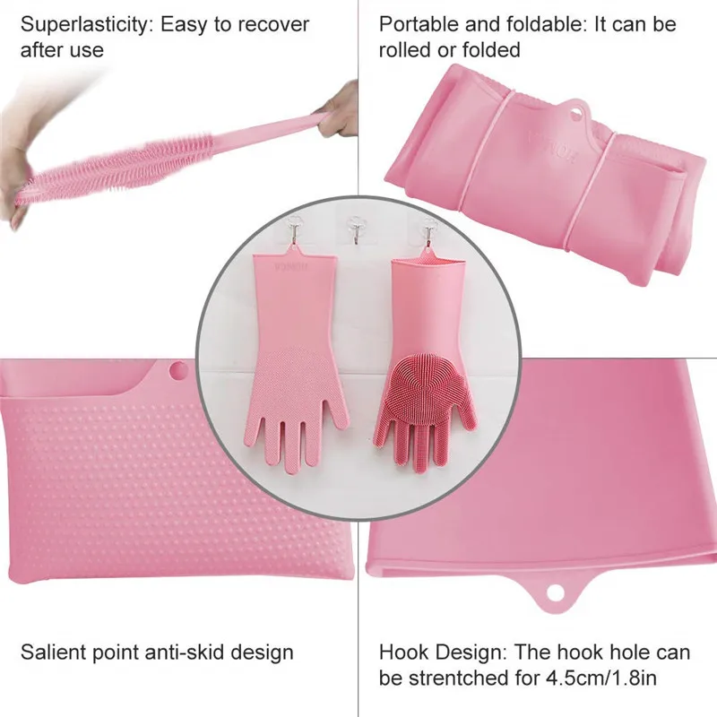 Волшебный резиновый силиконовые перчатки для причесывания щетка очистки скраба