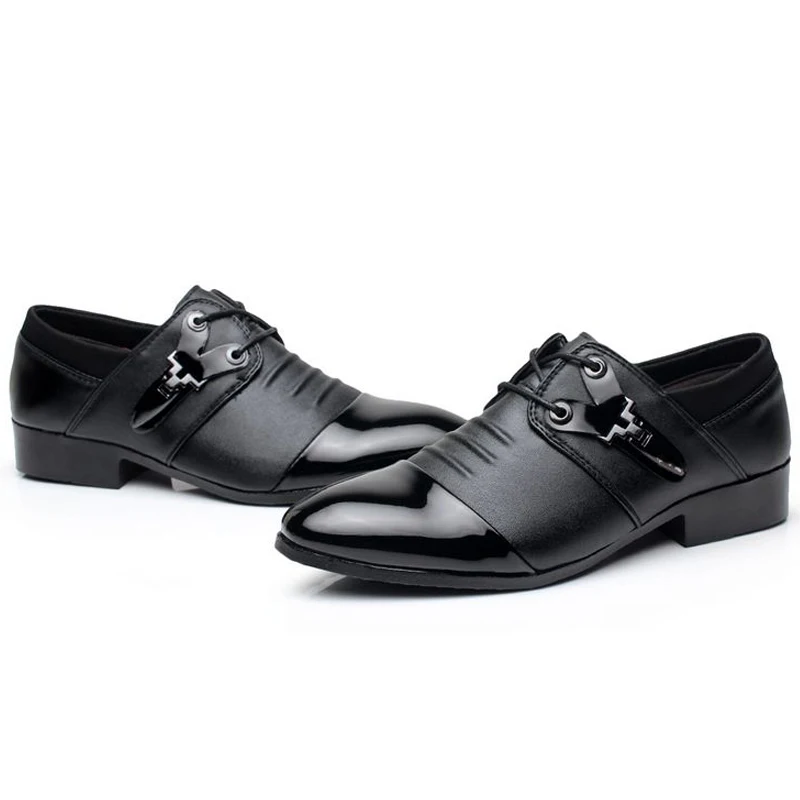 New 2016 Fashion Italian Style Men Dress Wedding Shoes Luxury Men's Business Oxfords Casual Flats Black Leather Derby | Обувь