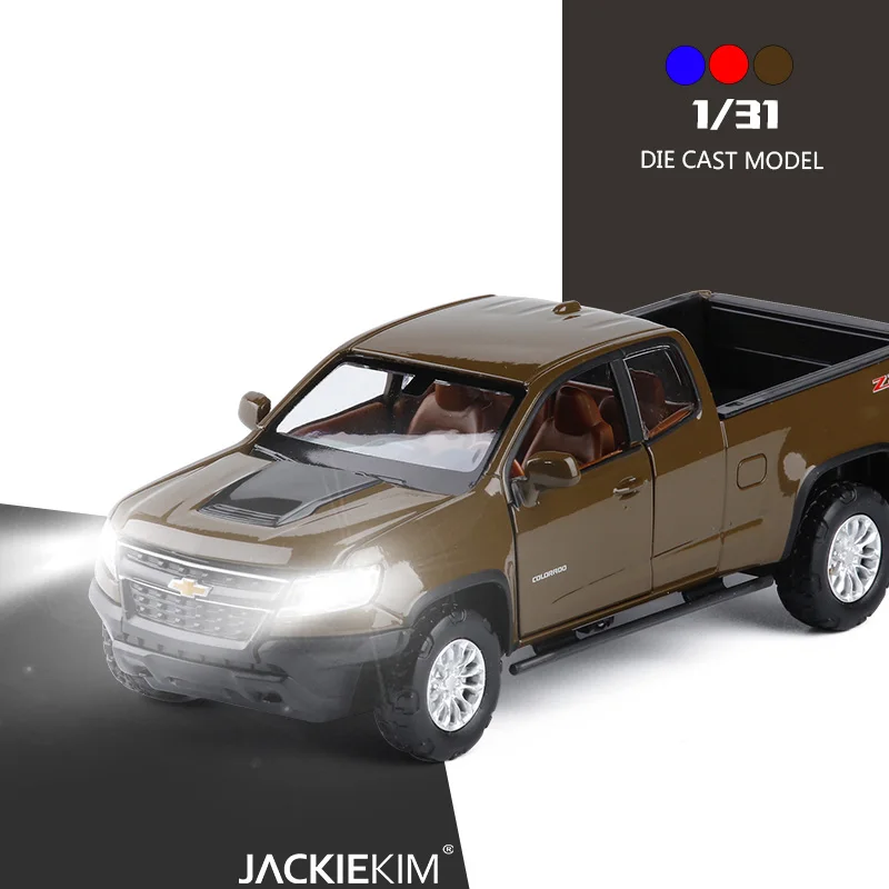 1:31 Chevrolet Colorado pick up сплав Diecasts транспортные средства модель автомобиля SUV со звуком светильник вытяните назад автомобиль игрушки для детей Подарки
