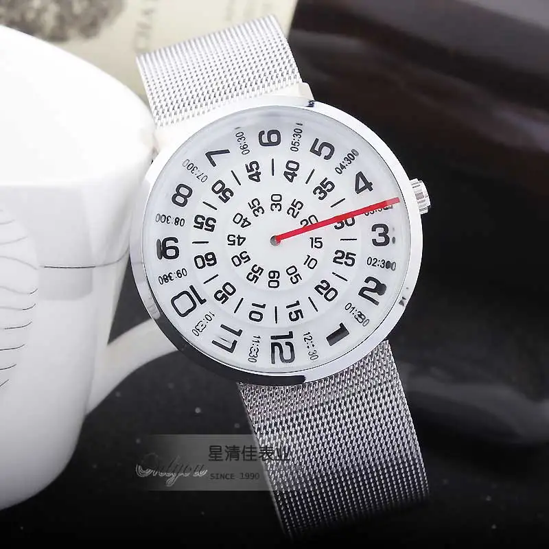 Модные уникальные мужские часы черные/Серебристые кварцевые наручные с