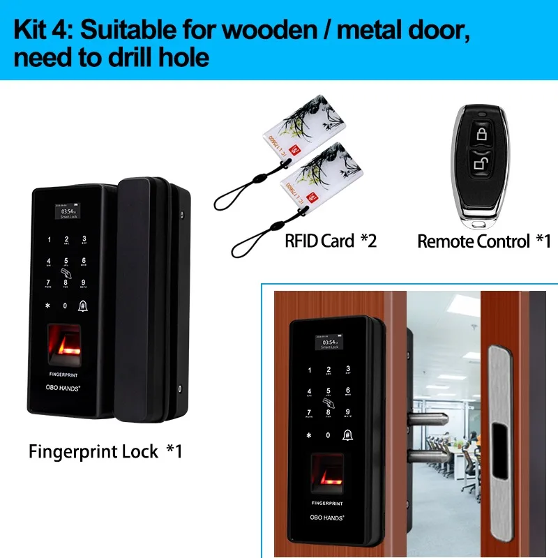 For Wooden Door OBO HANDS умный дверной замок с отпечатком пальца биометрический RFID Электрический замок с паролем для контроля доступа безопасный для стеклянной деревянной/металлической двери - Цвет: For Wooden Door