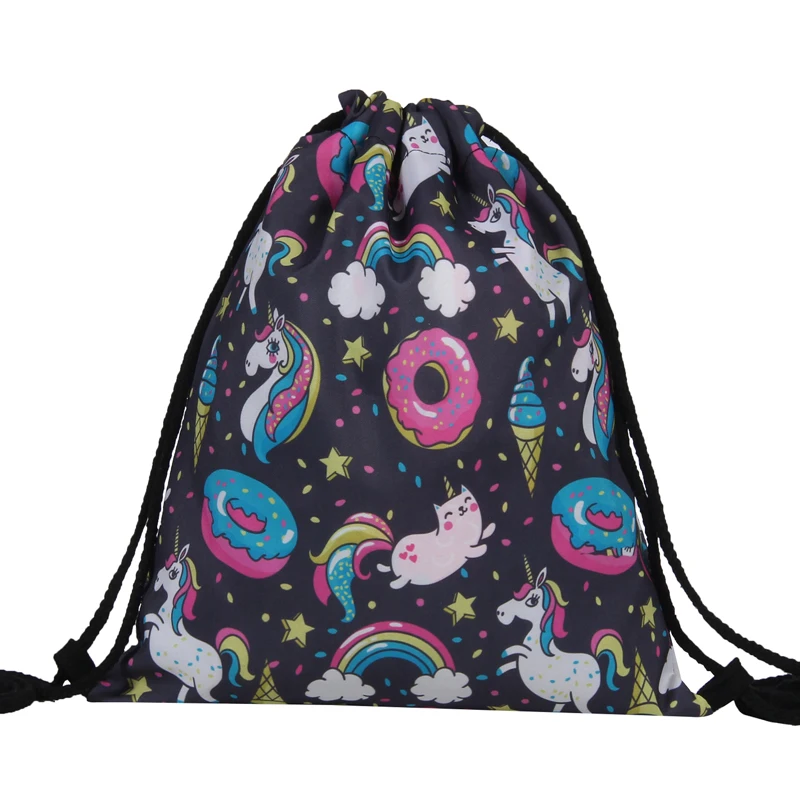 Jom Tokoy модная сумка на шнурке с принтом единорога Mochila Feminina рюкзак на шнурке Женский Повседневный Рюкзак для девочек 29037