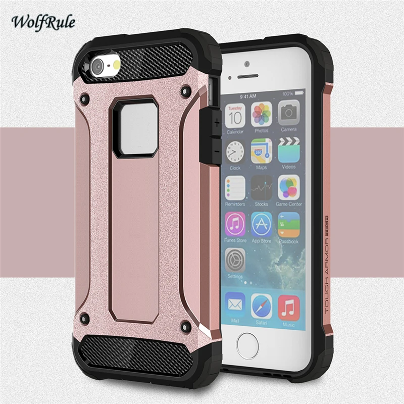 Wolfrule чехол для Apple IPhone 5S случае двойной Слои Броня ТПУ &amp PC бизнес Стиль Fundas