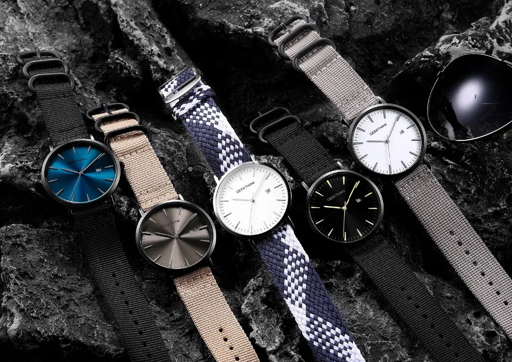Ультра тонкие мужские часы кварцевые тканевые Relojes Простые аналоговые японские