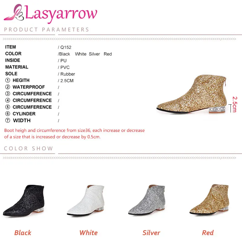 Lasyarrow/модные стильные женские зимние Ботинки martin; осенние ботильоны из блестящей кожи с острым носком на низком квадратном каблуке