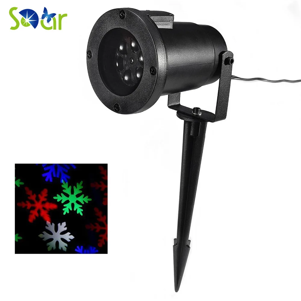 Рождество лампы проектора перемещение многоцветные снежинка LED Пейзаж Проекция