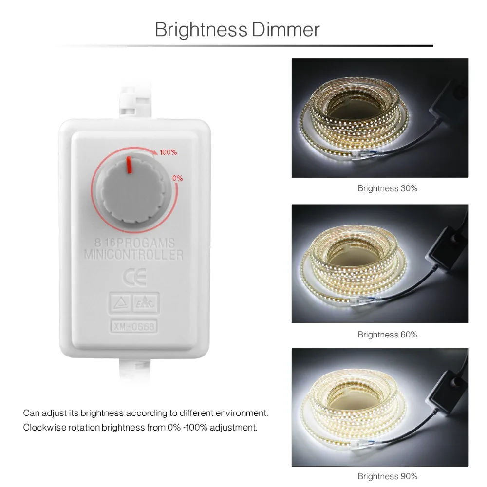 AIMENGTE 5 м 10 м 15 м 20 м 25 м 30 м диммируемая Светодиодная лента 220 В 2835SMD садовое Наружное освещение праздничное рождественское декорация лампа