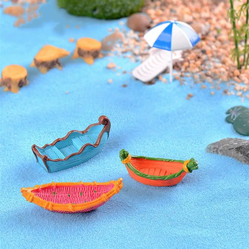 Милые мини лодка и весло смолы украшения микро пейзаж DIY ремесло Домашний Сад
