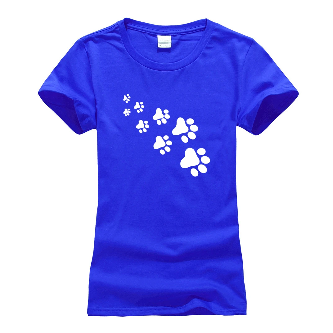 Женские милые футболки с кошачьими лапами для женщин хлопковая Повседневная