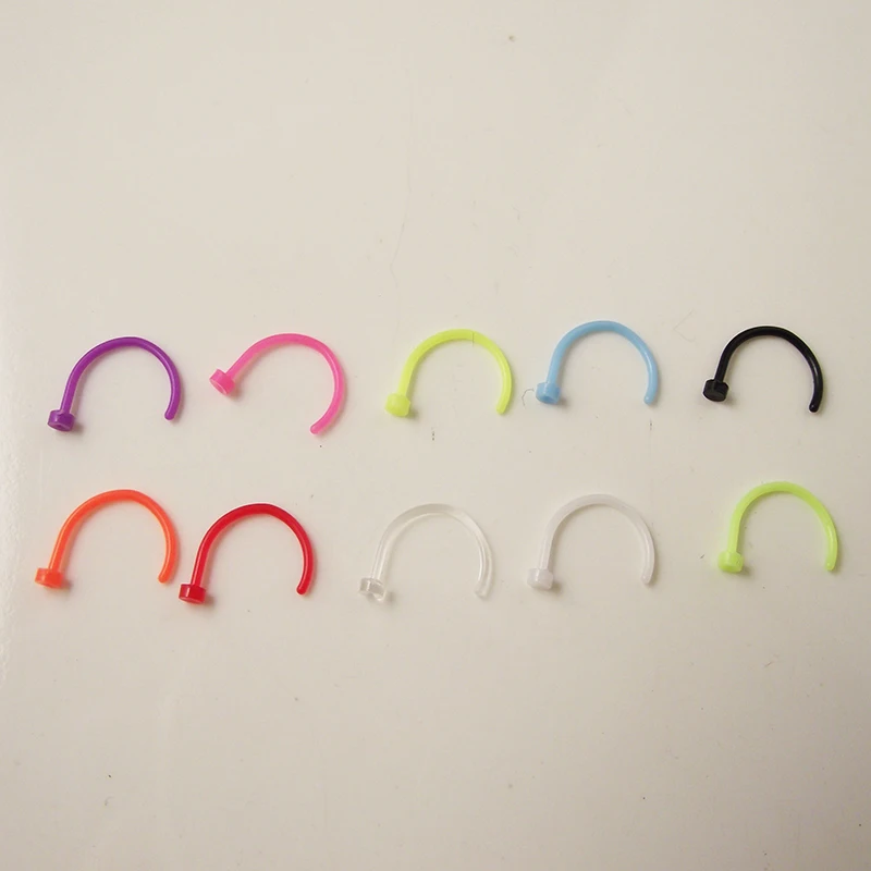 5 Pieces Mixed Color Soft Flexible Acylic Nose Love Heart Hoop Rings Clip on Body Fake Piercing Jewelry For Women | Украшения и