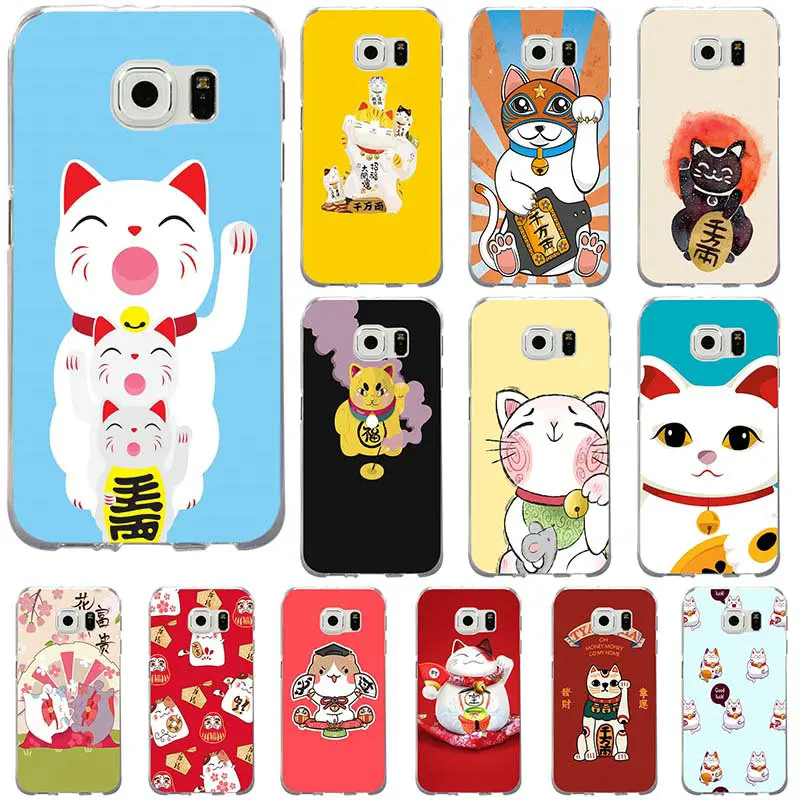 Милый мультфильм Fortune Cat Удачи для Samsung Galaxy S2 S4 S5 S6 S7 S8 S9 Edge Plus Примечание 2 3 4 5 8